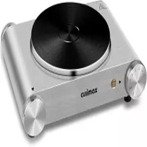 CUSIMAX 전기 핫플레이트 1500W 싱글 버너 요리용 주철 휴대용 난로 온도 조절 기능이 있는 은색