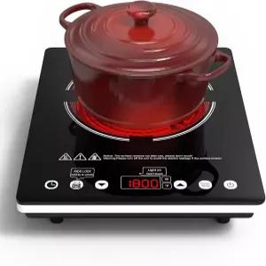 전기 쿡탑 싱글 버너 휴대용 스토브 1800W 110v - 120v 조리대 핫 플레이트 플러그인 터치 컨트롤 차일드