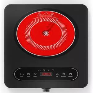 VBGK 싱글 버너 전기 쿡탑 LED 터치 컨트롤 및 노브 있는 110V 1800W 10가지 전원 레벨 4시간 타이머 안전