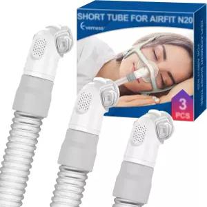 에어핏 N20 및 에어터치 N20을 위한 3팩 교체용 쇼트 튜브 CPAP 마스크용 트리플 360 회전 퀵 릴리스 기술