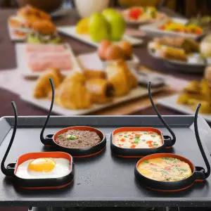 GOYLSER 실리콘 링 4개 3.5인치 블랙 맥머핀 메이커 팬케이크 패티 잉글리시 접이식 원형 크럼펫 몰드