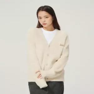 리 헤어리 브이넥 가디건 샌드 베이지 니트 여성가디건 LE2403CD02SE 4343810