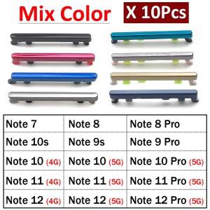 [호환품]10개 레드미 호환 노트 7 8 9 9S 10 11 12 13 Pro 4G 5G용 볼륨 및 전원 버튼 사이드 키 교체 부품