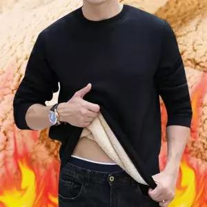 [하프클럽/]겨울 양털 안감 기모 맨투맨 남성 무지 융털 후드티셔츠 루즈핏