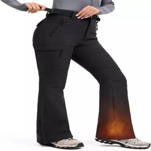 무스힐 여성용 스노우 스키 팬츠 방수 플리스 안감 겨울 하이킹 스노보드 보온 5포켓