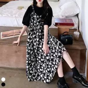 일체형 하객룩 원피스 티셔츠 플라워 하객룩 바캉스룩 휴양지룩 데일리룩 원피스코디