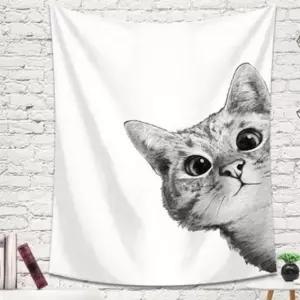 고품질 패브릭 월 데코 빼꼼고양이 가림막 (특대) 150X200 (W7705EB)