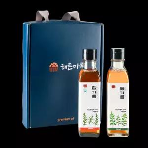 해든마루 저온압착 국산참기름 180ml +국산들기름 180ml 선물세트
