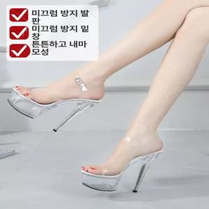 피트니스대회 유리구두 비키니 스퀘어토 블랙 슬리퍼 34