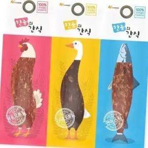 한줌의 간식 닭고기와 오리고기와 연어스틱 - 3P