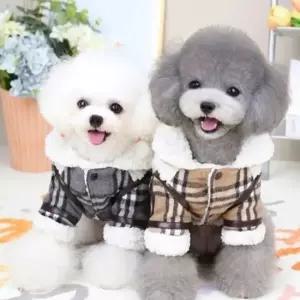 강아지옷 2컬러 캐주얼 체크패턴 뽀글이 무스탕 점퍼