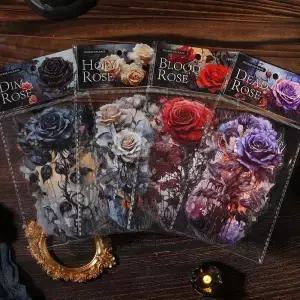 10pcs 다크 스타일 대형 장미 스티커 장식 손 계정 Scrapbooking 재료 만든 콜라주 정크 저널 용품