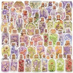 50PCS 꽃 유리 병 스티커 DIY 스케이트 보드 노트북 수하물 자전거 오토바이 전화 자동차 멋진 데칼