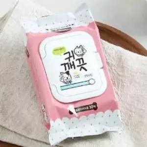 강아지 귀 세정 물티슈 30매 캡형 귓속청소 냄새제거 귓속 보습 케어 피모보호 강아지 귀 티슈