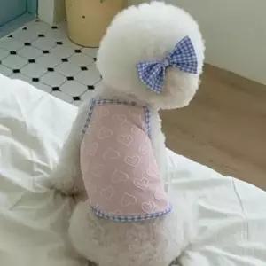 [반려패션] 1P 여름 하트 머리핀 에센셜 강아지 나시티 슬링 티셔츠 구성