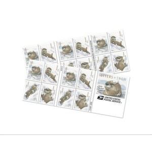 USPS 2021 눈 속의 수달들, 장난스러운 테마, 겨울, 휴일, 초대장, 동물 애호가, 겨울 (20장 우표 1부 책자)