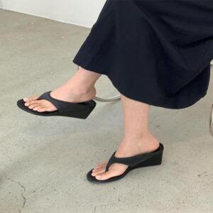 2컬러 와이드 스트랩 웨지힐 쪼리 7.5cm