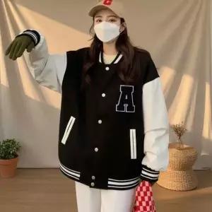 [하프클럽/옷자락]여성 겨울 오버사이즈 기모 자수 로고 야구 점퍼
