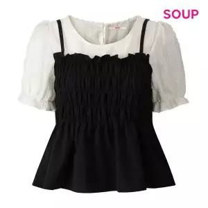 [SOUP](타임스퀘어점패션관)스모크 뷔스티에 레이어드형 프린지 블라우스 (S64SS10)