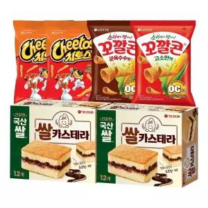 오리온 쌀카스테라 360g x2+치토스 바비큐 82g x2+꼬깔콘 2종 67g (고소,군옥수수) x1