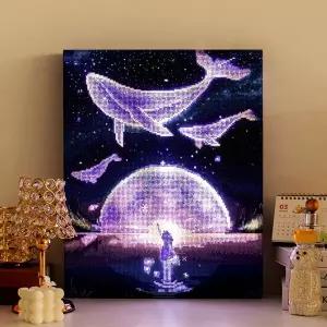 [퍼즐피플]DIY 보석십자수 LED 꿈꾸는 고래 40x50cm 캔버스형