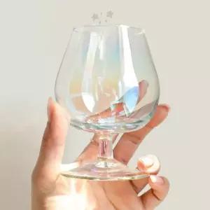 투명 오로라 고블렛 유리컵 250ml 2p 홀로그램 무지개빛 음료 물마시기 홈카페