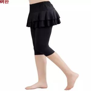 라인댄스복 7부 레깅스 치마바지 빅사이즈 반바지 쫄바지 쉬폰 라틴댄스복 스포츠 라인 밴딩