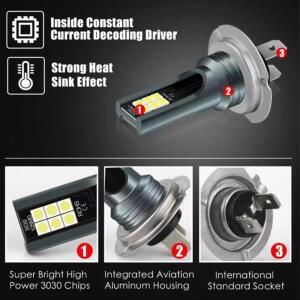 LED 헤드라이트 H11 H8 H9 자동차 안개 전구 DRL H4 H7  운전 러닝 램프 6000K 8000LM 80W 12V led