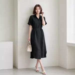 [예쎄] 허리스트랩 린넨터치 롱 셔츠 원피스(S6MOP039A)
