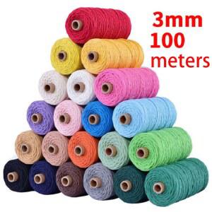 콘사 수제 BOHO 3MM 100% 코튼 로프 홈 MACRAME 야드 110 트위스트
