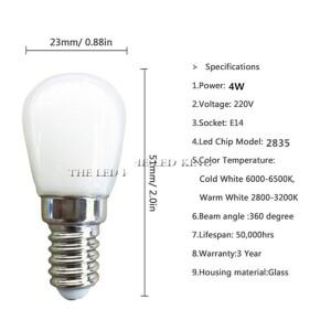 미니 1개 냉장고 조명 E14 E12 LED 램프 3W 4W 5W 6W COB 유리 디밍 가능 AC 220V 스포트라이트 전구 냉동