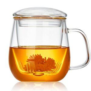 인퓨저와 뚜껑이 있는 도푸도 유리 티컵 17 6 /520ml 큰 붕규산 티 글라스 루즈 티를 위한 클리어 머그컵 전자레인지 및 식기세척기 안전 생일을 메이커 선물