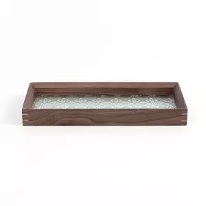 고품질 엔틱 플라워 유리트레이 30x14cm 월넛 유리쟁반 나무쟁반 나무트레이 우드쟁반 우드트레이 WFOACZ8