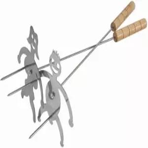 핫도그 로스터 2개 업그레이드 스틱이 있는 스테인리스 마시멜로 캠프파이어 바비큐 포크 캠핑 파티 가족