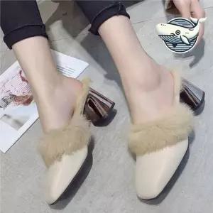 따뜻한 털안감 뮬힐 슬리퍼 트렌디 디자인 힐슬리퍼 키높이뮬 구두슬리퍼 통굽뮬 뮬신발