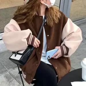 친절한탄씨 기모 야구 점퍼 루즈핏 베이직 겨울 아우터 캐주얼룩 여성아우터 여성점퍼 캐주얼점퍼
