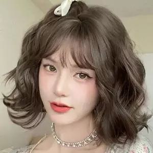 여성 가발 단발 가발 고열사 웨이브 통가발 물결 패션-WFNT3OS
