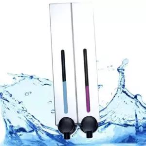 오너클랜 욕실 벽걸이 디스펜서 2구 샴푸 디스펜서 크롬 벽걸이형 손세정제 리필용 구디스 선반