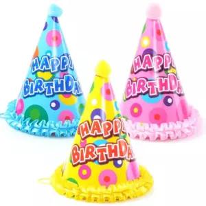 생일장식 리본레이스 꼬깔 파티모자 홈파티용품 핑크