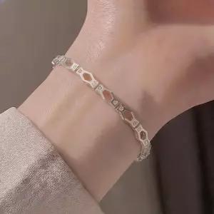 엘렌쥬얼리 실버 Silver 925 헥사곤 링크 큐빅 스타일 은 팔찌