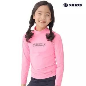 스키즈 남/여아동공용 래쉬가드 상의 라이트핑크 수영복 키즈 주니어