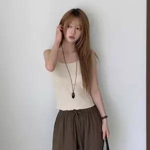 [옷자락]여자 봄 여름 이너 4컬러 스판 끈 무지 나시 티셔츠
