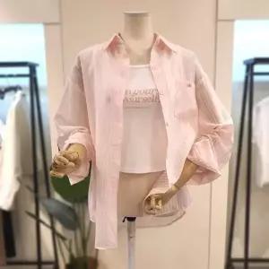 미스칸트 KESTQ605PK 스트라이프 셔츠 나시 세트 핑크