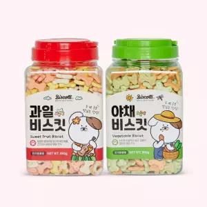 비스코티 강아지 과자 쿠키 간식 비스켓 밀크 + 과일 모음 선택 800g X2개