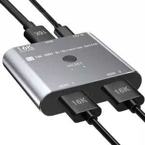 HDMI 스위치 스플리터 8K/16K 2 in 1 출력 셀렉터 4K@120Hz/240Hz 지원 DTS VRR HDR10 Dolby 48Gbps PS5/4
