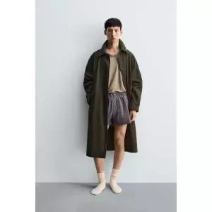 ZARA 탈부착 퀼팅 안감 트렌치 코트 - 그레이 블루 1437/433/916