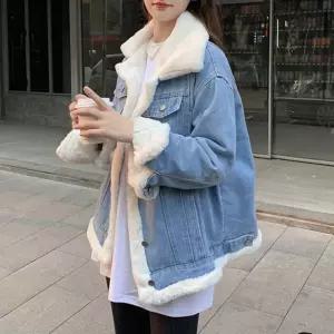 털안감 청자켓 점퍼 캐주얼 겨울 아우터 털 데님 자켓 OQH32gxJ
