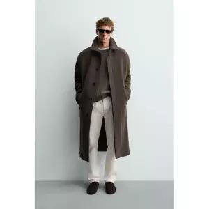 ZARA MANTECO 울 혼방 더블 브레스트 코트 AARON LEVINE X - 라이트 브라운 9330/896/730