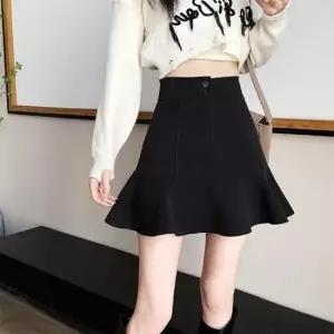 물결라인 편한 스커트 속바지 투단추 투단추 물결라인 URD urd 롱스커트 청치마 여성하의