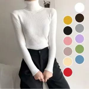 봄 가을 겨울 여성 캐주얼 슬림핏 예쁜 목폴라티셔츠